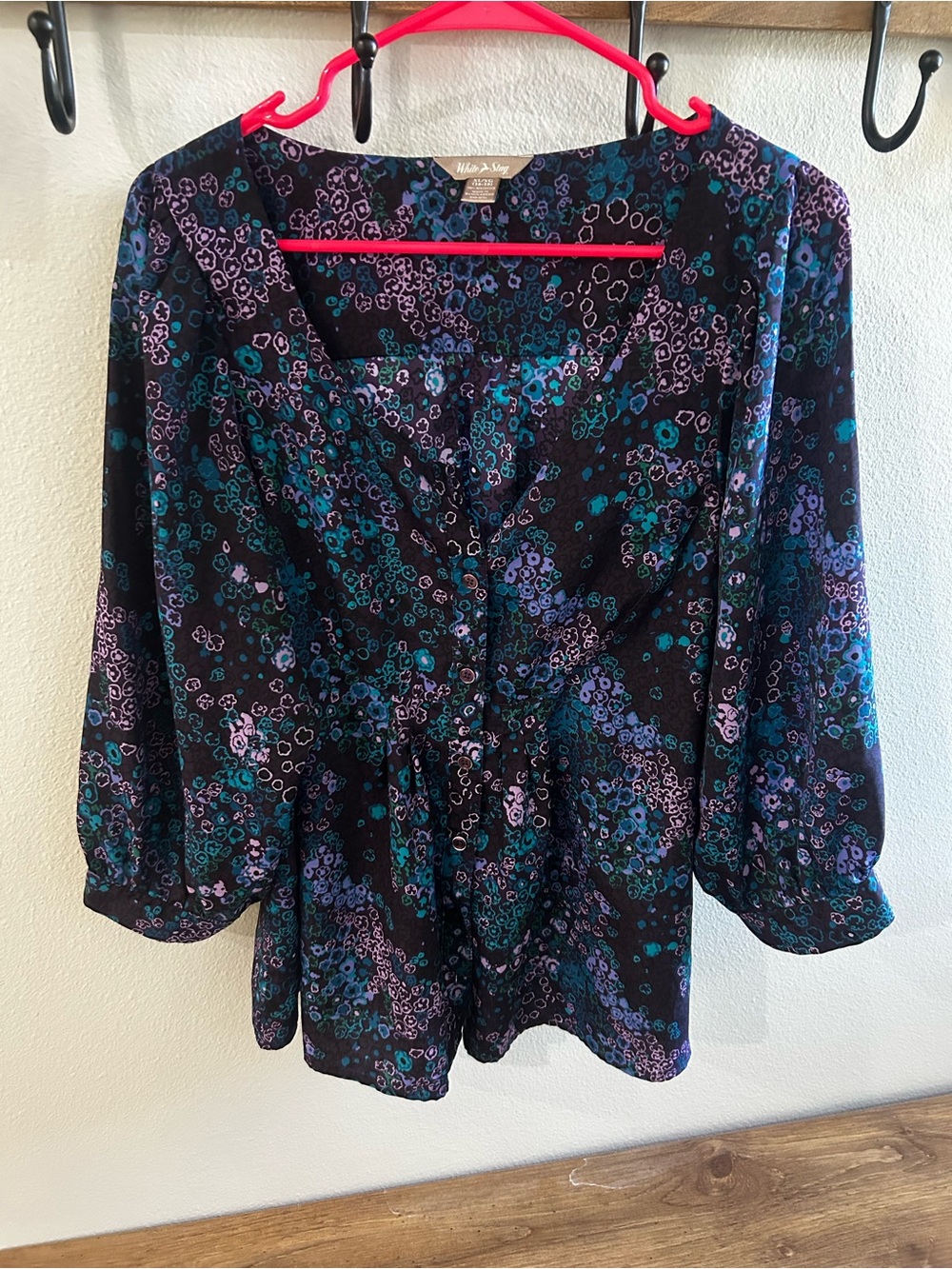 White Stag Floral Button-Front Blouse